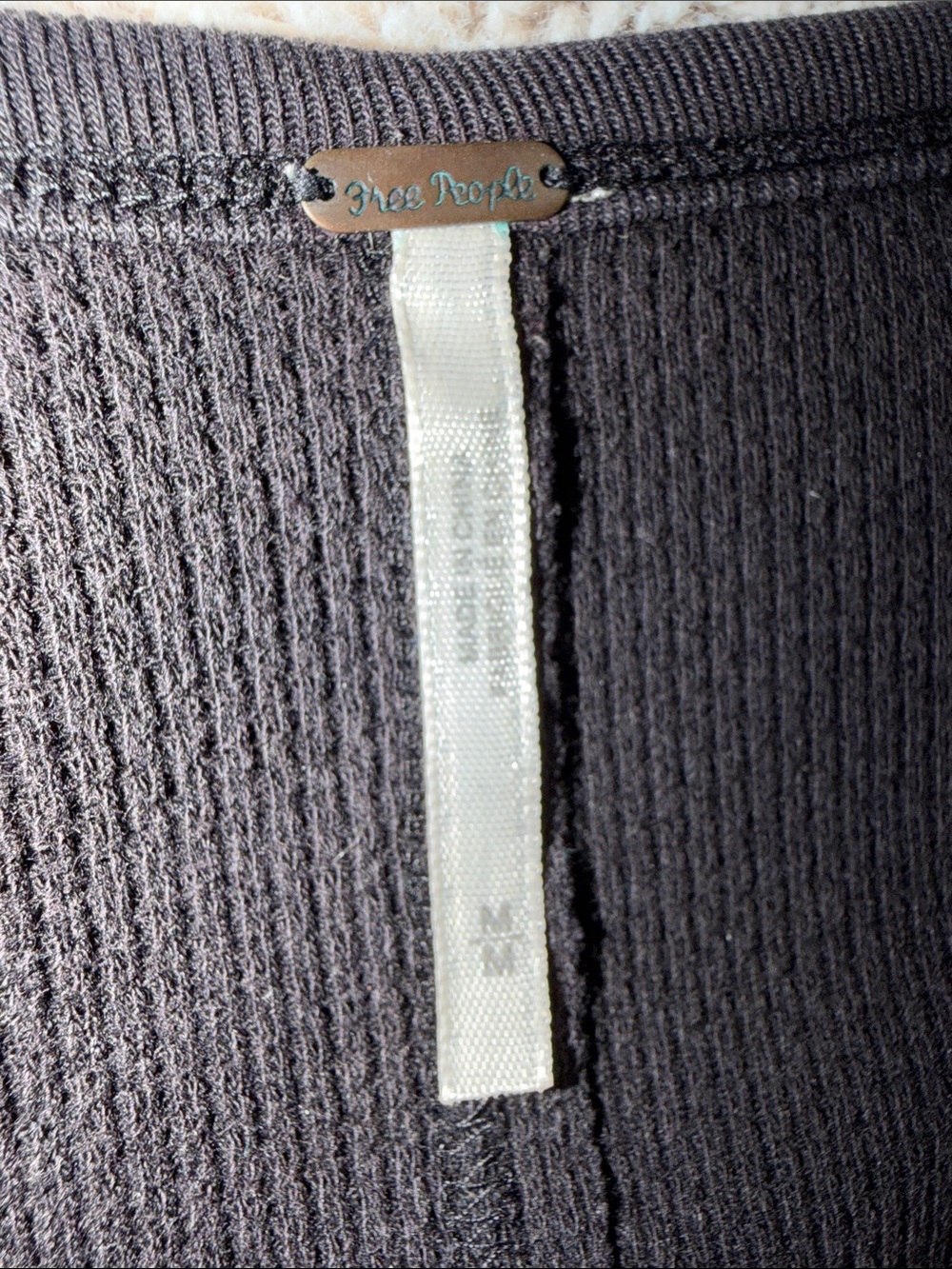 Long Sleeve Henley Top with Textured Cuff - Charcoal - Picture 2 of 4